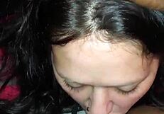 White girl devours massive black cock intensely