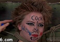 Bound woman receives hardcore blowjob and wet pussy fucking