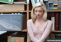 Petite teen shoplifter Riley gets naughty in my office