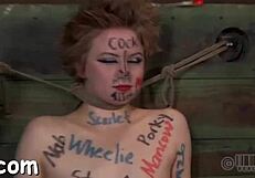 Bound woman receives hardcore blowjob and wet pussy fucking