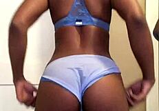 A hot striptease in the office in the evening