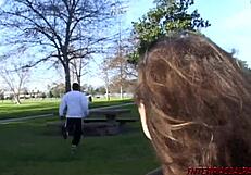 Park Girl Handles Two Massive Black Shafts?