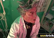 Mad Scientist Drills Stunning Lady Bug in Hardcore Parody