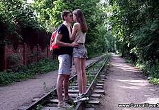 Casual teen 18+ sex, licking shaved pussy before doggystyle cum!