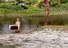 Nudist beach action with hot girls and interracial sex