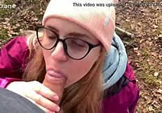 Sensual forest blowjob with cum in mouth finish
