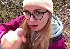 Sensual forest blowjob with cum in mouth finish