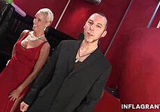 dude gets ass toyed in wild gangbang session