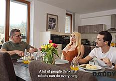 Father in law helps his wife to have a big-boobed threesome with her gay friend