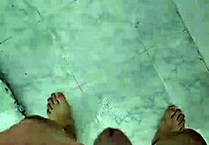 Solo girl urinates while she is in the bathtub and her neighbors watch