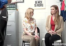 Security officer forces Ashley Lane to gag hard on his thick meat in the back office. Her blonde hair shakes with every deep thrust.