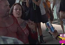 Slutty Street Flashing at Fantasy Fest Turns Heads. Public Nude Party Gets Wild!
