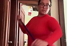 my cute neighbor is in the bathroom