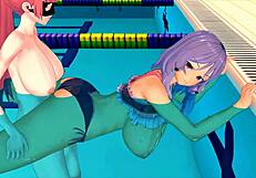 Girl Moans During Intense Swimming Hentai Ride