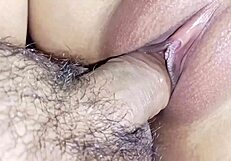 Indian couple enjoys close-up pussy licking and creampie