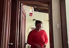 my cute neighbor is in the bathroom