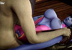 Widowmaker blowjob and deepthroat in Overwatch SFM animation