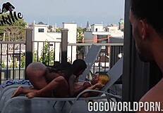 Gogo Fukme and MrsFeedme dancing and licking on rooftop 😘