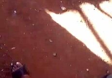 Outdoor quickie with neighbor's husband, clothes ripped and wet pussy dripping