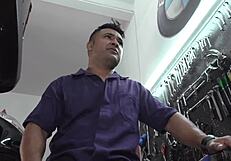 Mechanic fucks pussy and ass