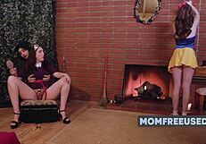Dirty MILF and Snow White in a fantasy oral competition with a monster