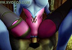 Widowmaker blowjob and deepthroat in Overwatch SFM animation