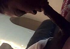 Beautiful black girl gives great blow job to big black cock