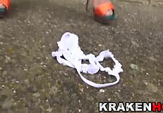 Hot provocative redhead milf in an outdoor casting