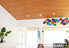 i feel madison wilde's tight shaved pussy gripping me in cowgirl position, her petite body bent over with small tits bouncing in pov.