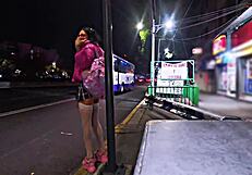 Public Whore Flashes Miniskirt in Outdoor Exhibitionist Stunt