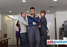 Blindfolded Gay Ass Grabber In Office Swing?