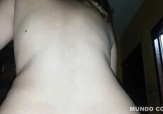 Wife takes monster cock in anal sex at home, her big ass stretched while cuckold watches old homemade fun.