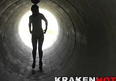 Hot provocative redhead milf in an outdoor casting