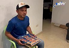 I lure the pizza guy into banging me hard. Colombian Melany gets all his cum!