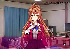 Lingerie-clad girls in bukkake hentai blowbang game