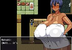 in the hentai game, strangers get excited by natsuki's body