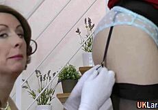 british milf in stockings licks pussy in hardcore group scene