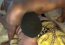 Milf licks big cock and gets monster dick for christmas pussy play.