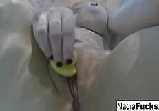 Sexy Nadia Bathes With Rubber Duckies, Pleasuring Her Pussy In The Tub