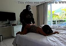 I can't resist watching this young babe with military ghost in wild action