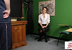 Watch the stockinged British teacher instruct her sub!