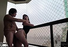 Housewife gets pounded on varanda in public, loves it