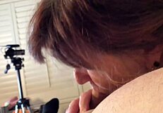 Granny Carmen's deepthroat skills in action (POV)