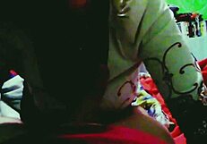 Blonde whore devours monster cock in couple's blowjob scene!