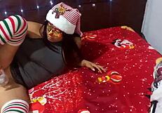 Delicious Indian masturbating on Christmas in Latin lingerie?
