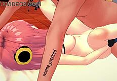 Anya finishes her exercise and wants to sit on a big cock in hentai.