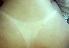 Blonde slut takes anal after blowjob, cumming inside in red sheer