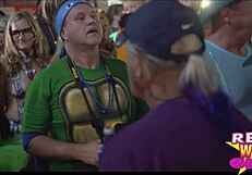 Fantasy Fest Sluts Flash On Street.