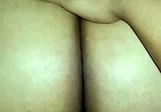 Ebony couple feels intense pleasure in doggystyle creampie with monster cock