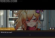 Android girl reaches orgasm with anal drill